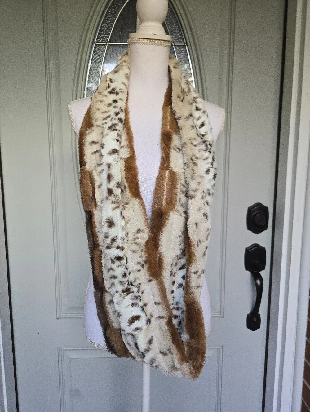 Faux Fur Animal Print Infinity Scarf